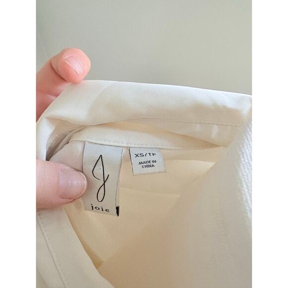 Joie Silky Satin Button Up Blouse Womens XS Ivory White Professional Shirt - Picture 8 of 8